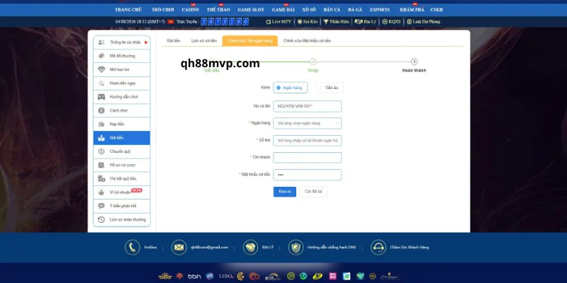 Cách gửi yêu cầu rút tiền